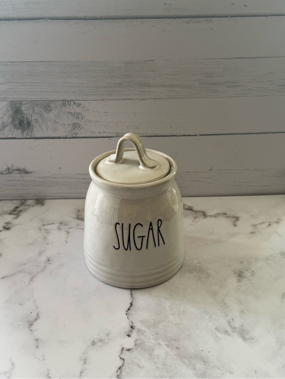 Rae Dunn Cream Ceramic Sugar Jar with Lid